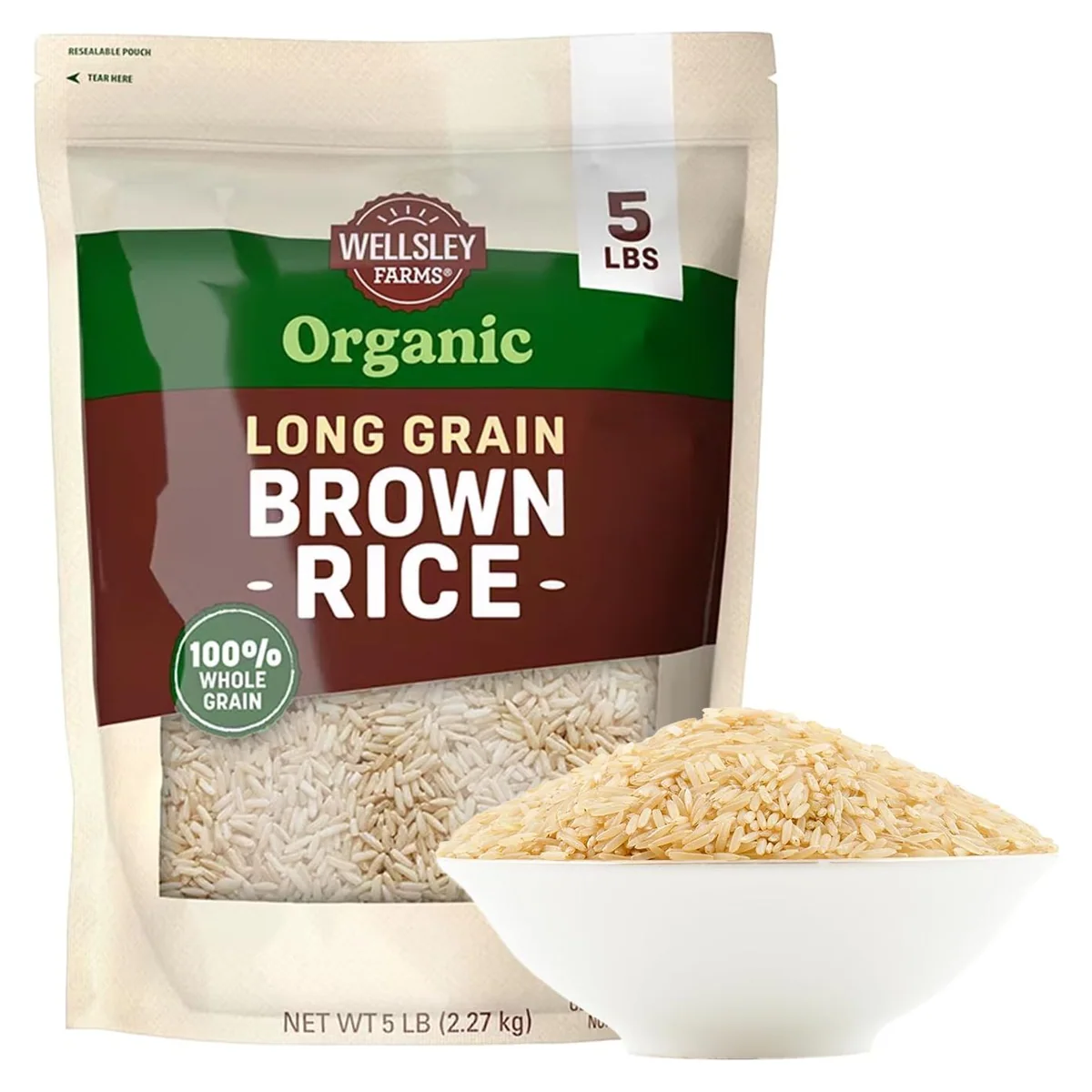 Wellsley Farms Organic Long Grain Brown Rice, 5 lb bag
