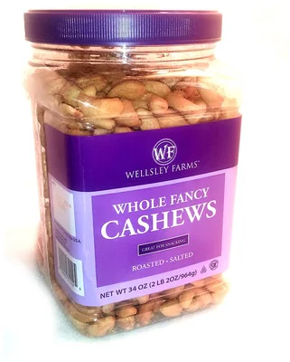 Wellsley Farms Roasted & Salted Cashews, 34 oz jar