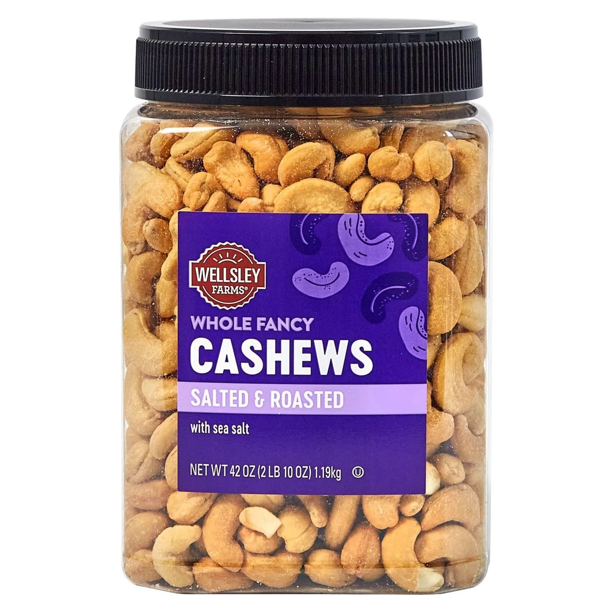 Wellsley Farms Whole Fancy Cashews, Salted & Roasted, 42 oz jar