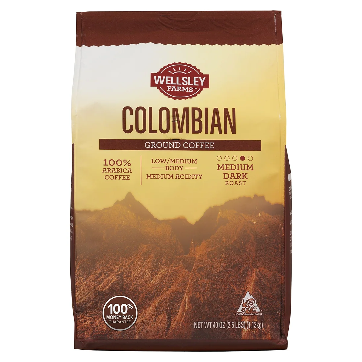Wellsley Farms Colombian Ground Coffee, 40 oz bag