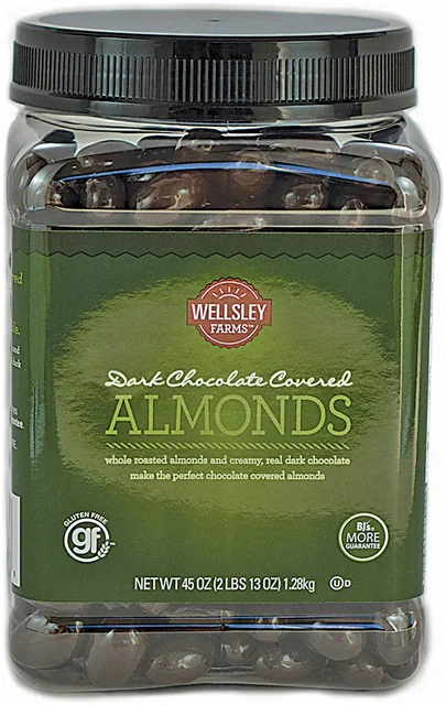Wellsley Farms Dark Chocolate Covered Almonds, 45 oz jar