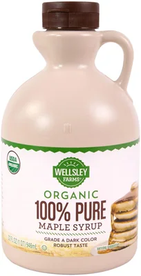 Wellsley Farms Organic Maple Syrup, Grade A Dark, 32 fl oz jug