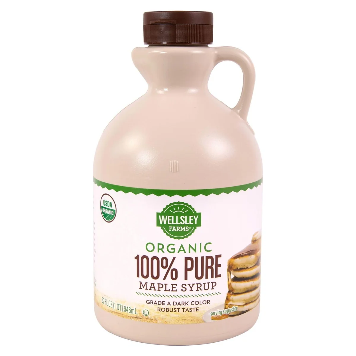 Wellsley Farms Organic Maple Syrup, Grade A Dark, 32 fl oz jug