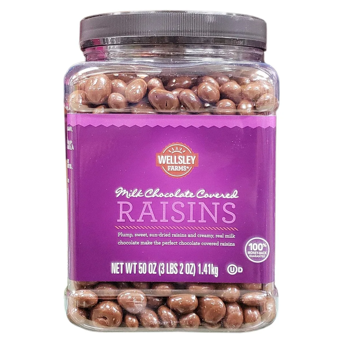 Wellsley Farms Milk Chocolate Covered Raisins, 50 oz jar
