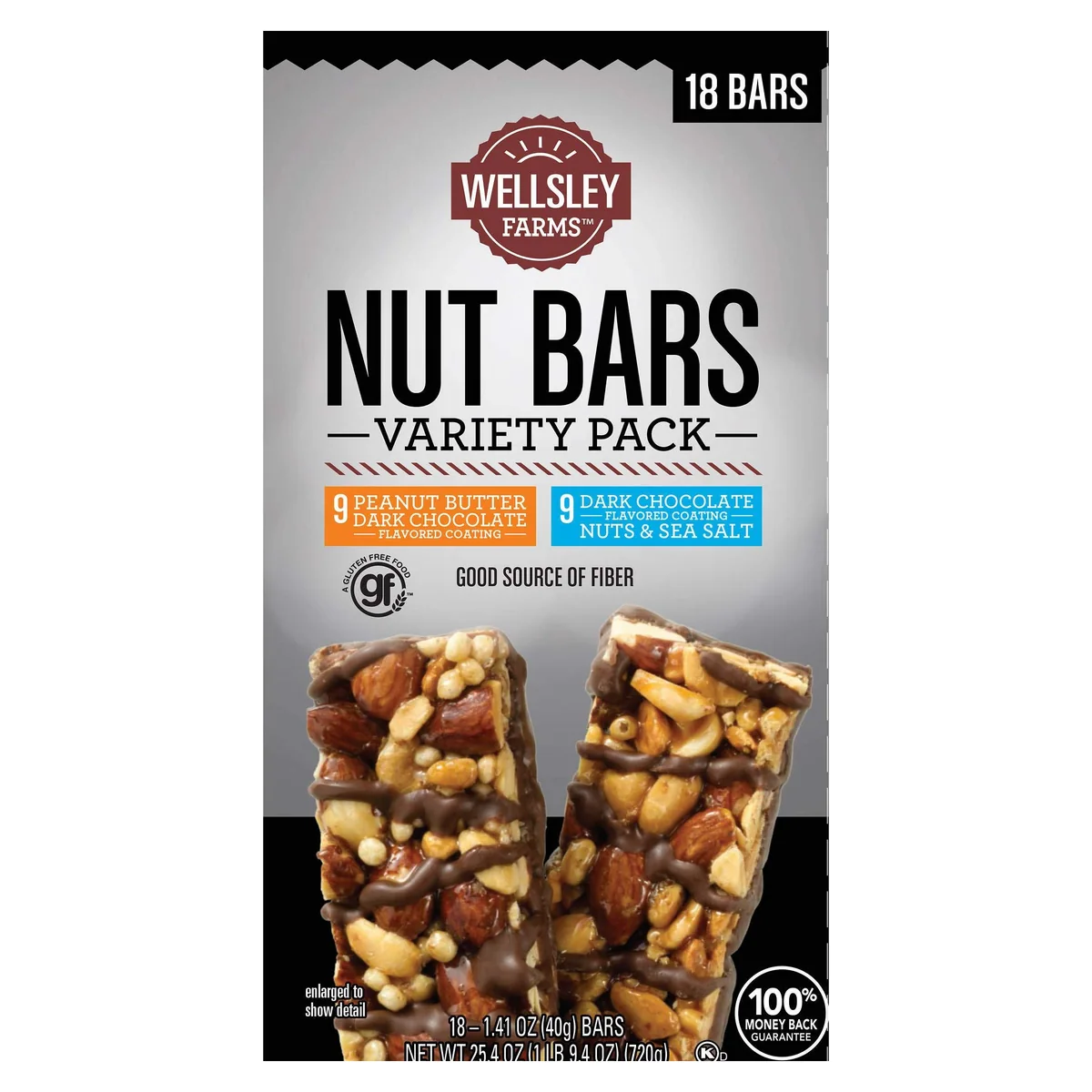 Wellsley Farms Nut Bars Variety Pack, box of 18 bars