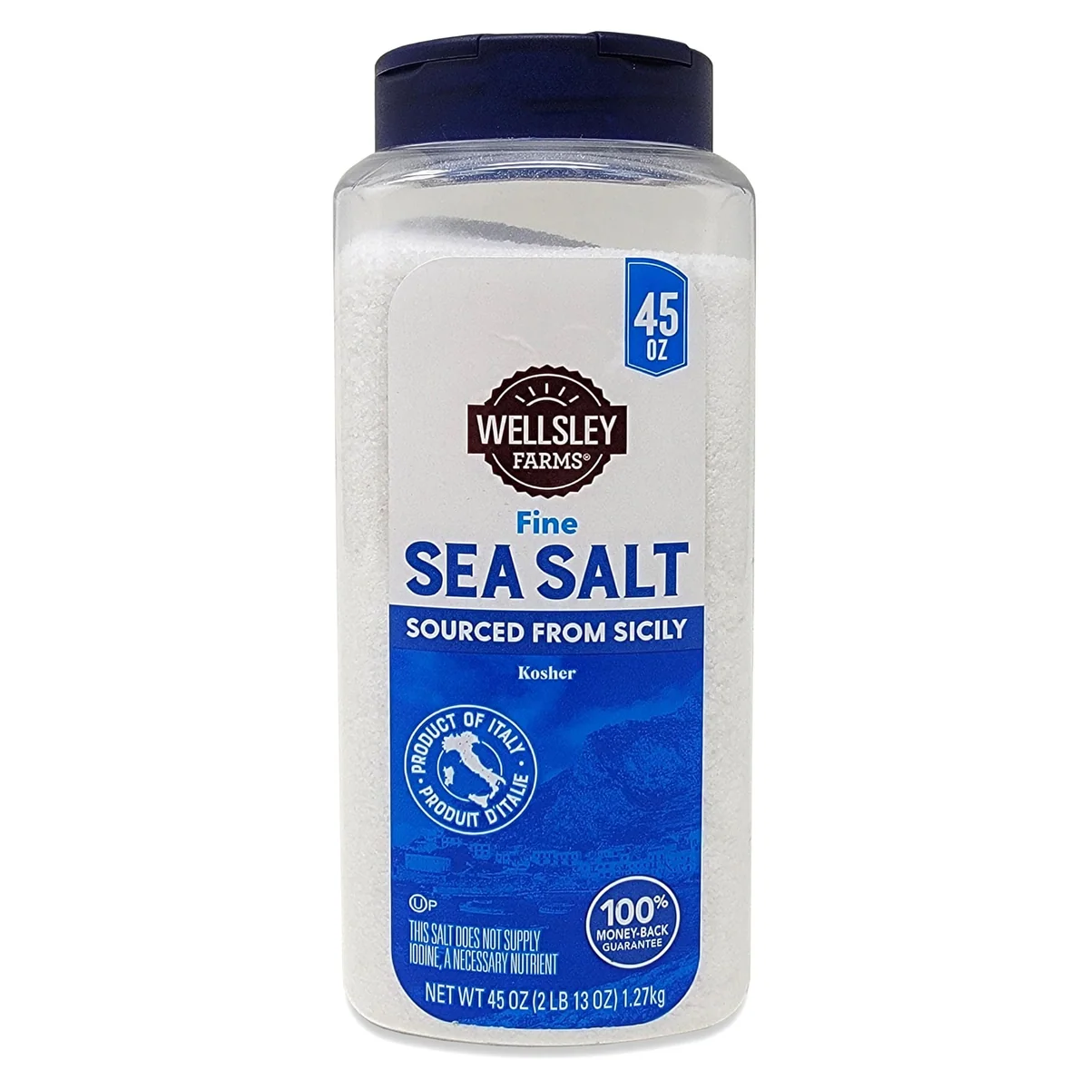 Wellsley Farms Fine Sea Salt from Sicily, 45 oz shaker